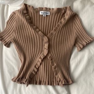 Brown crop top, open at the bottom, WORN ONCE and in perfect condition